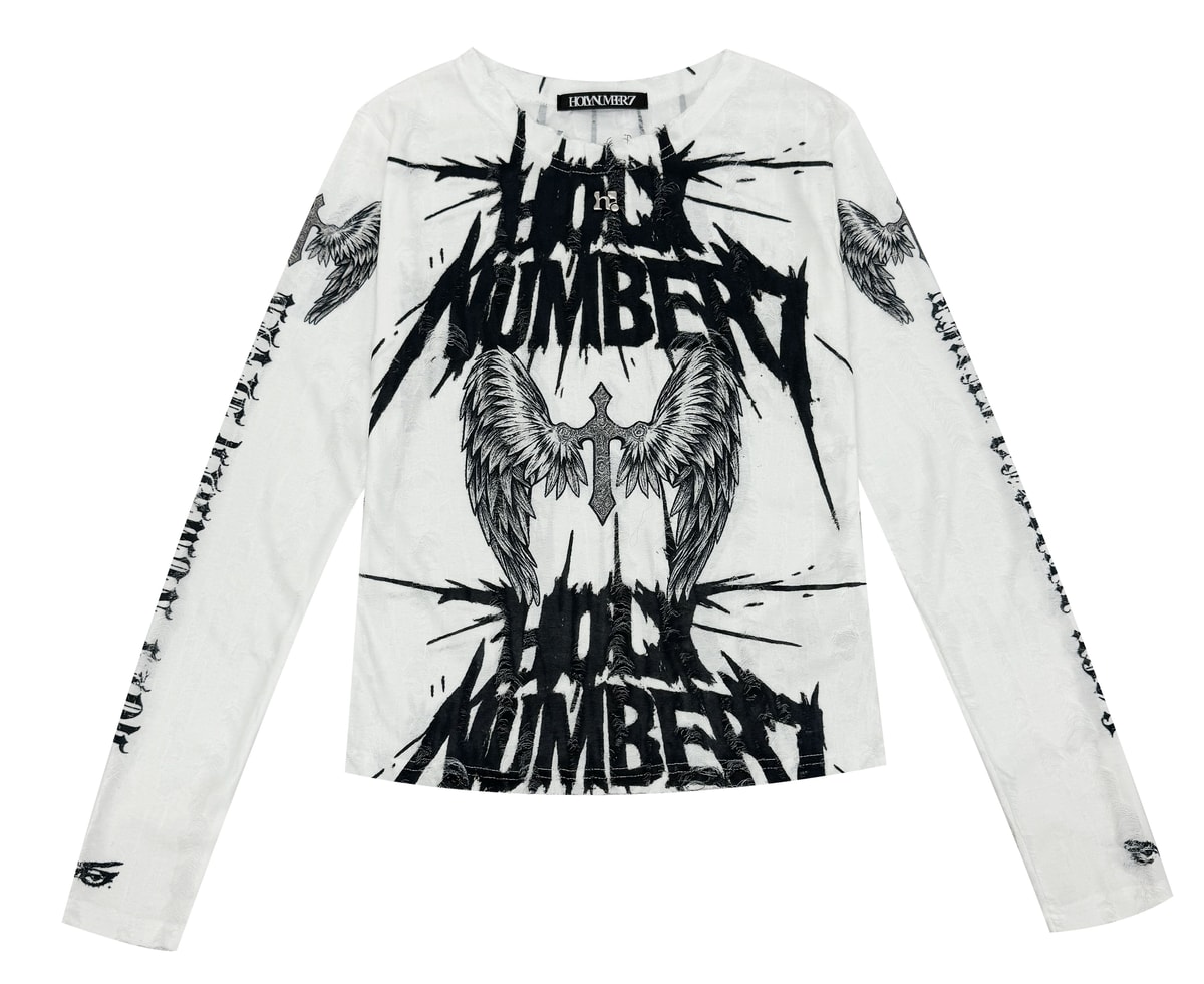 Holy Cross Lettering Long Sleeve_White