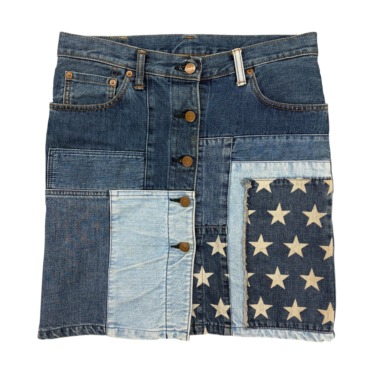 HYSTERIC GLAMOUR 拼接牛仔裙