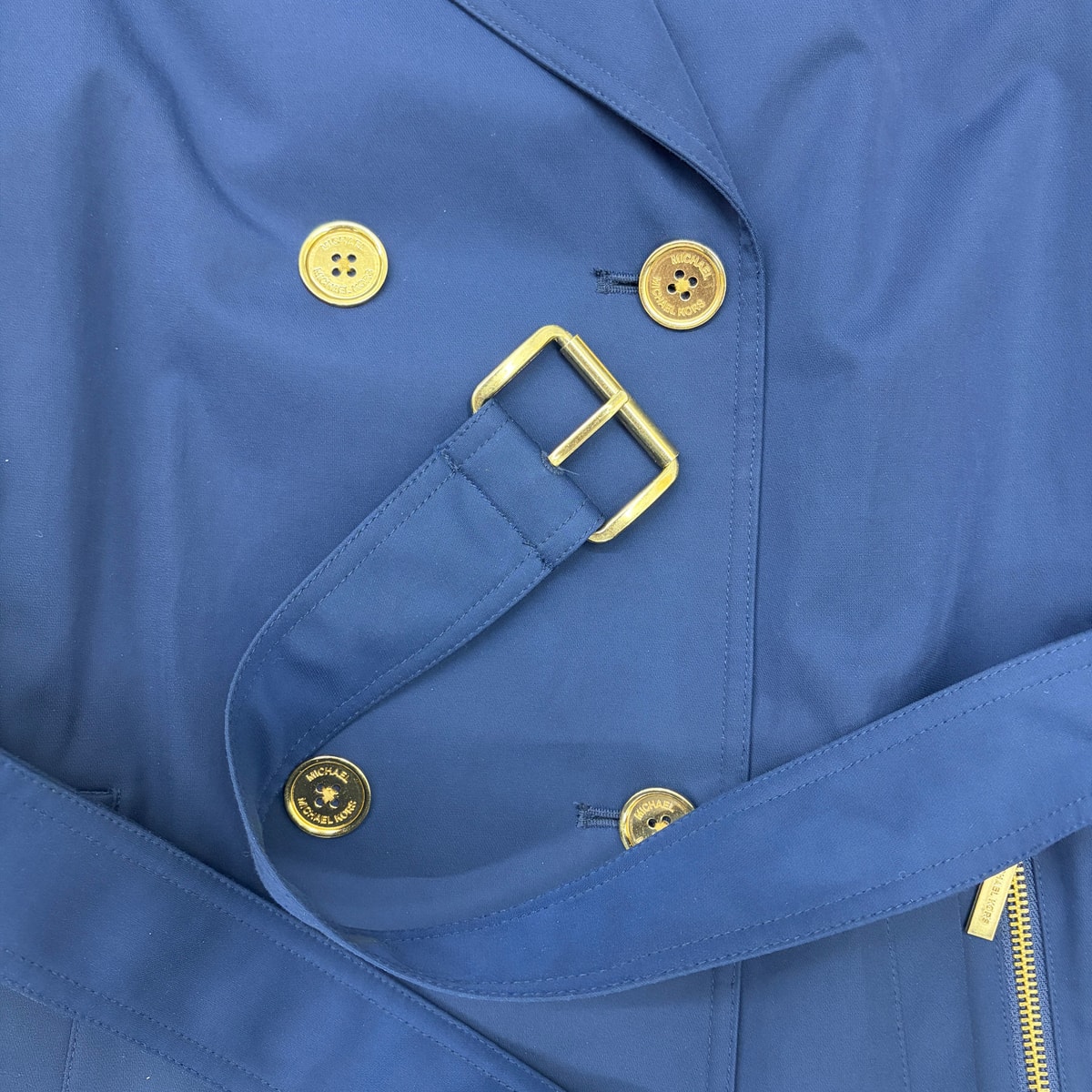 MICHAEL KORS Navy Double-Breasted Trench Coat