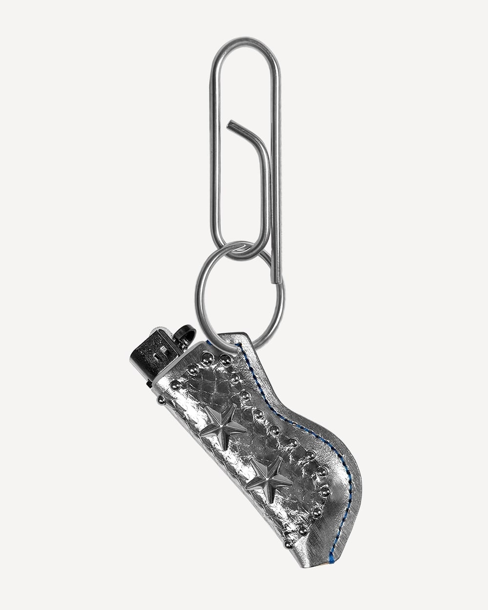 Double Star Leather Lighter Holder [Silver] +Keyring