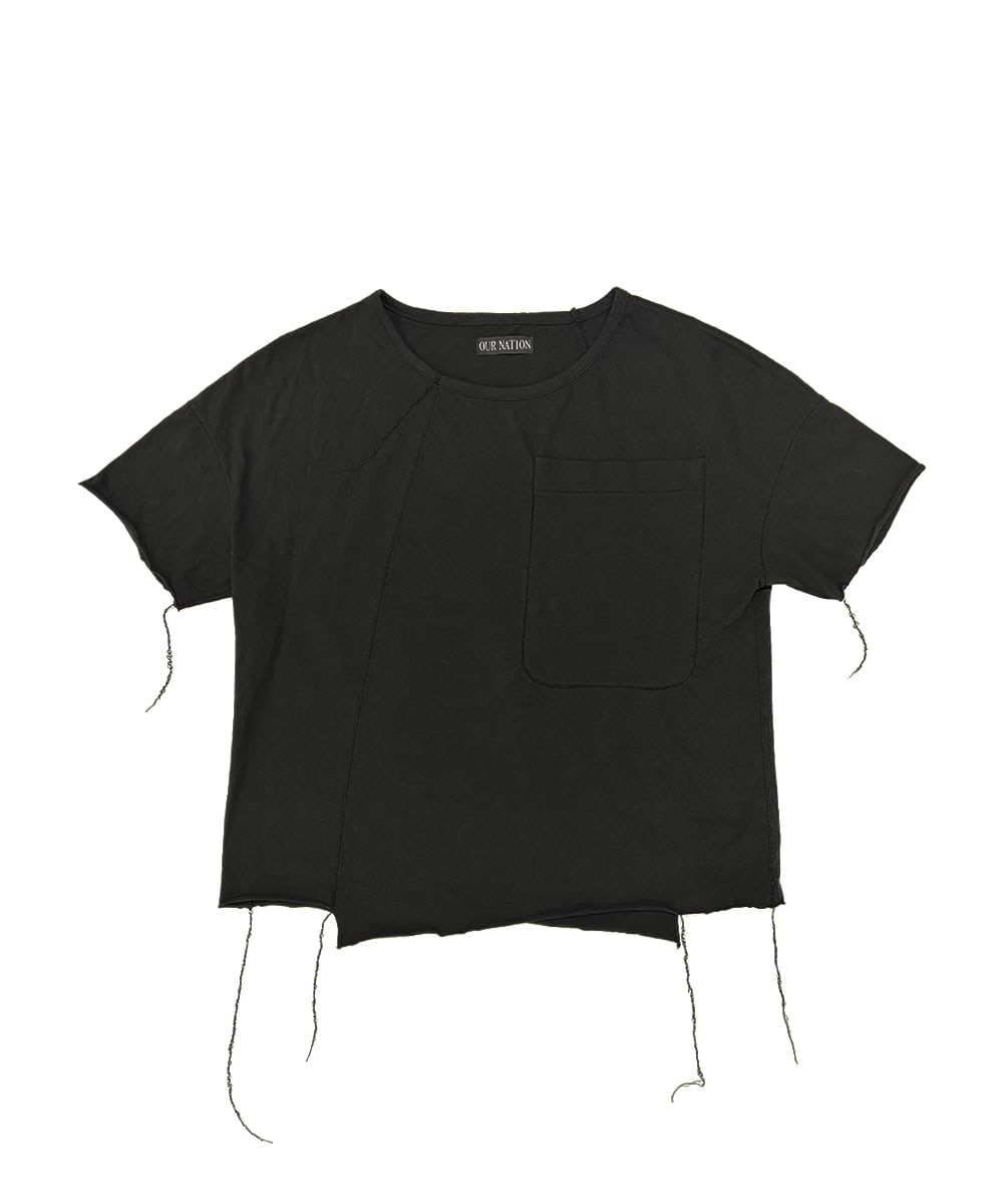 アシンメトリック Tシャツ_BK