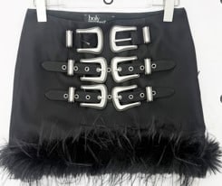 Three-waist belt fur skirt