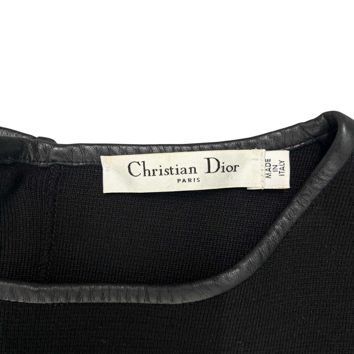 CHRISTIAN DIOR Black Dress with Leather Sleeves