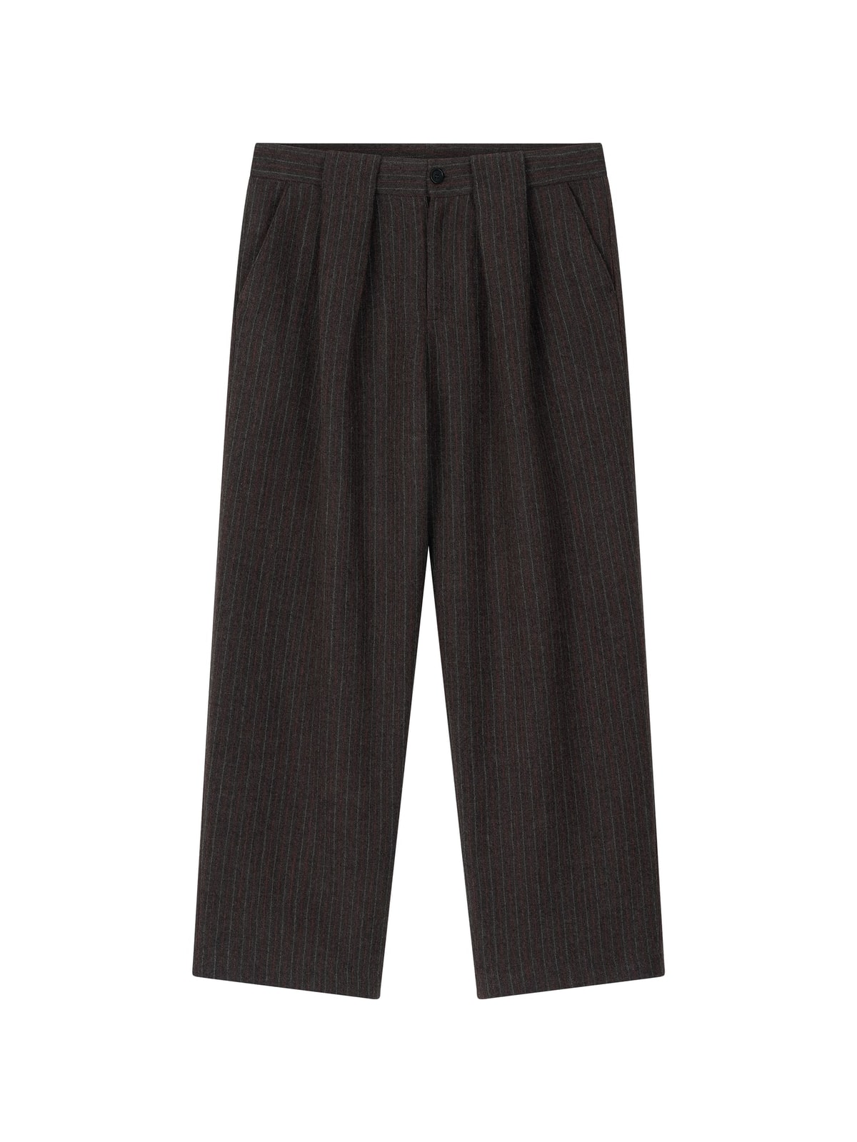 WOOL DOUBLE-TUCK TROUSERS (GRAY)