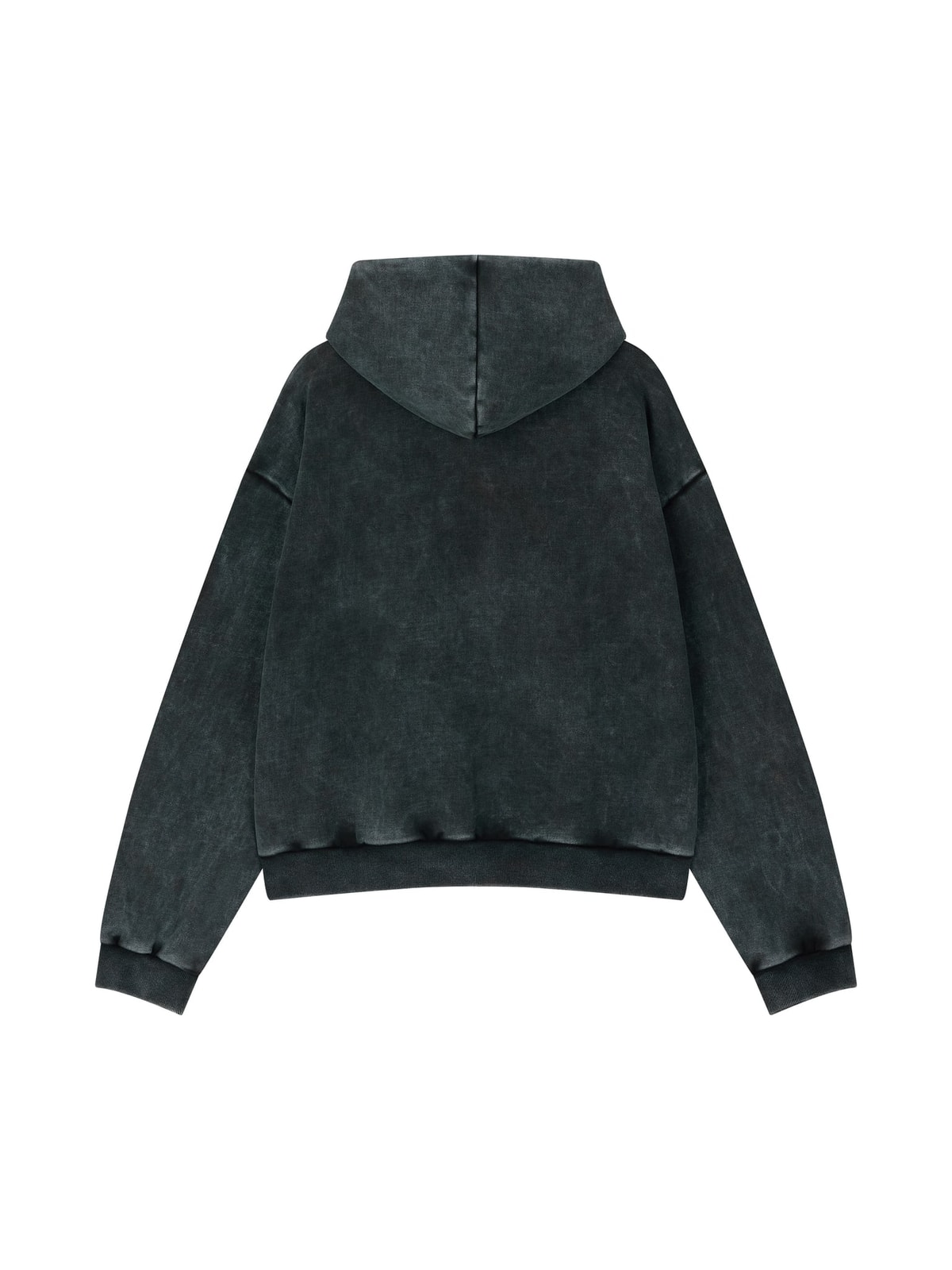 COTTON FADED WASHED FAKE SCARF HOODIE (BLACK)