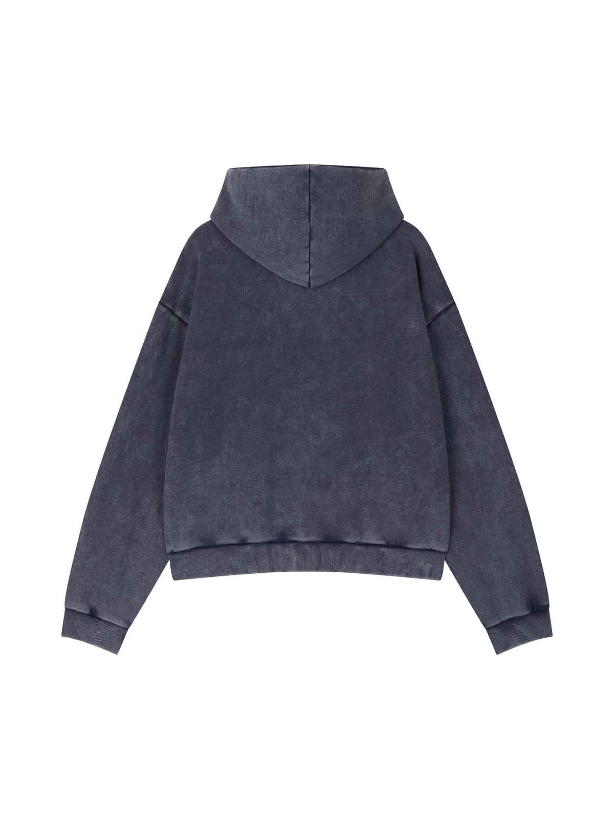 COTTON FADED WASHED FAKE SCARF HOODIE (NAVY)