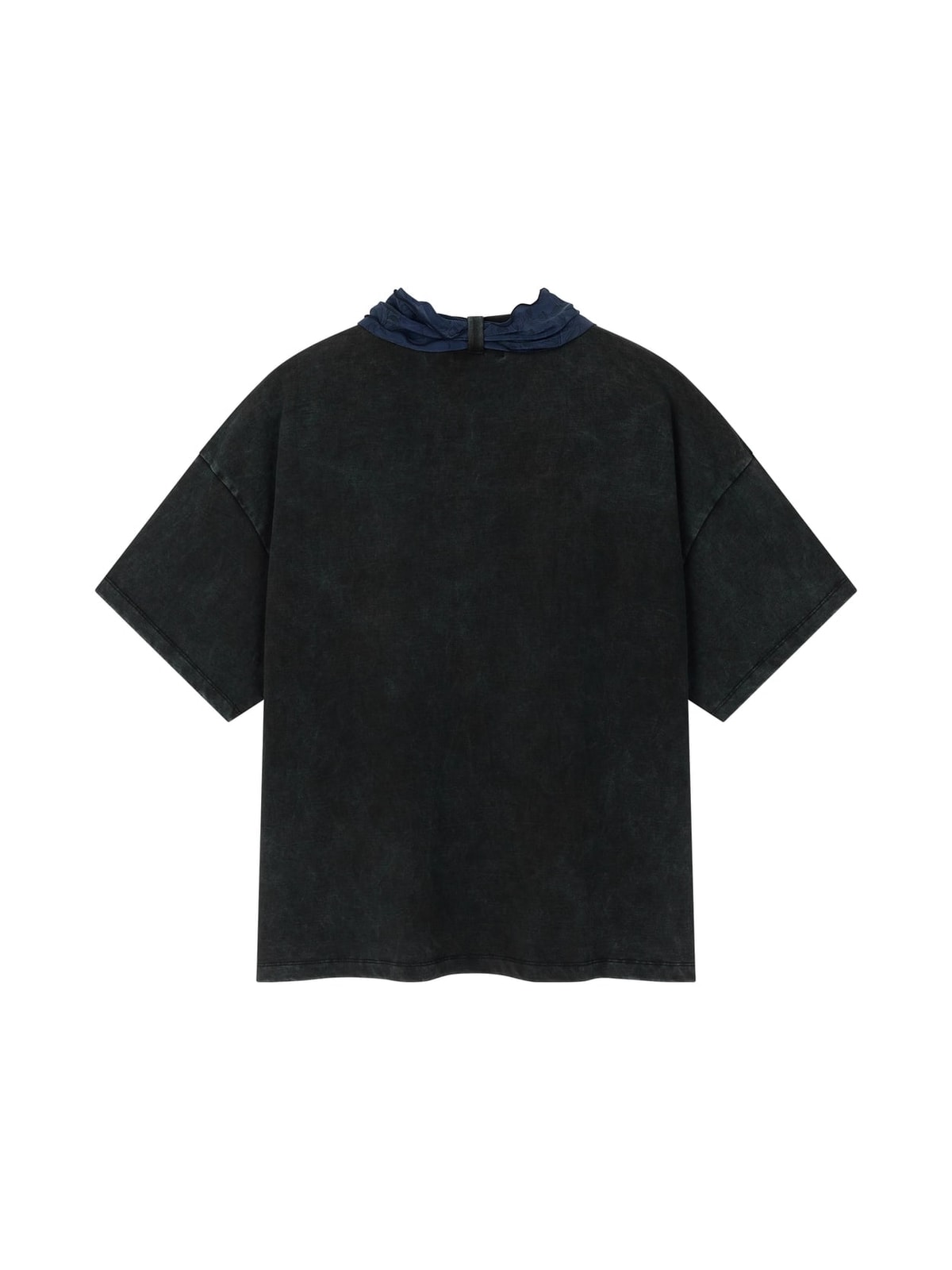 コットンフェイデッドウォッシュリワークスカーフTシャツ (ブラック)