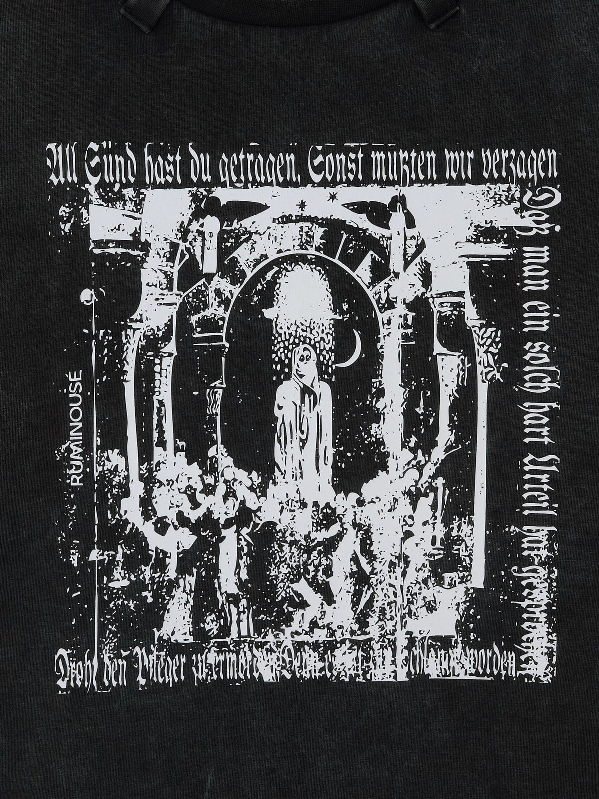 コットンフェイデッドウォッシュリワークスカーフTシャツ (ブラック)