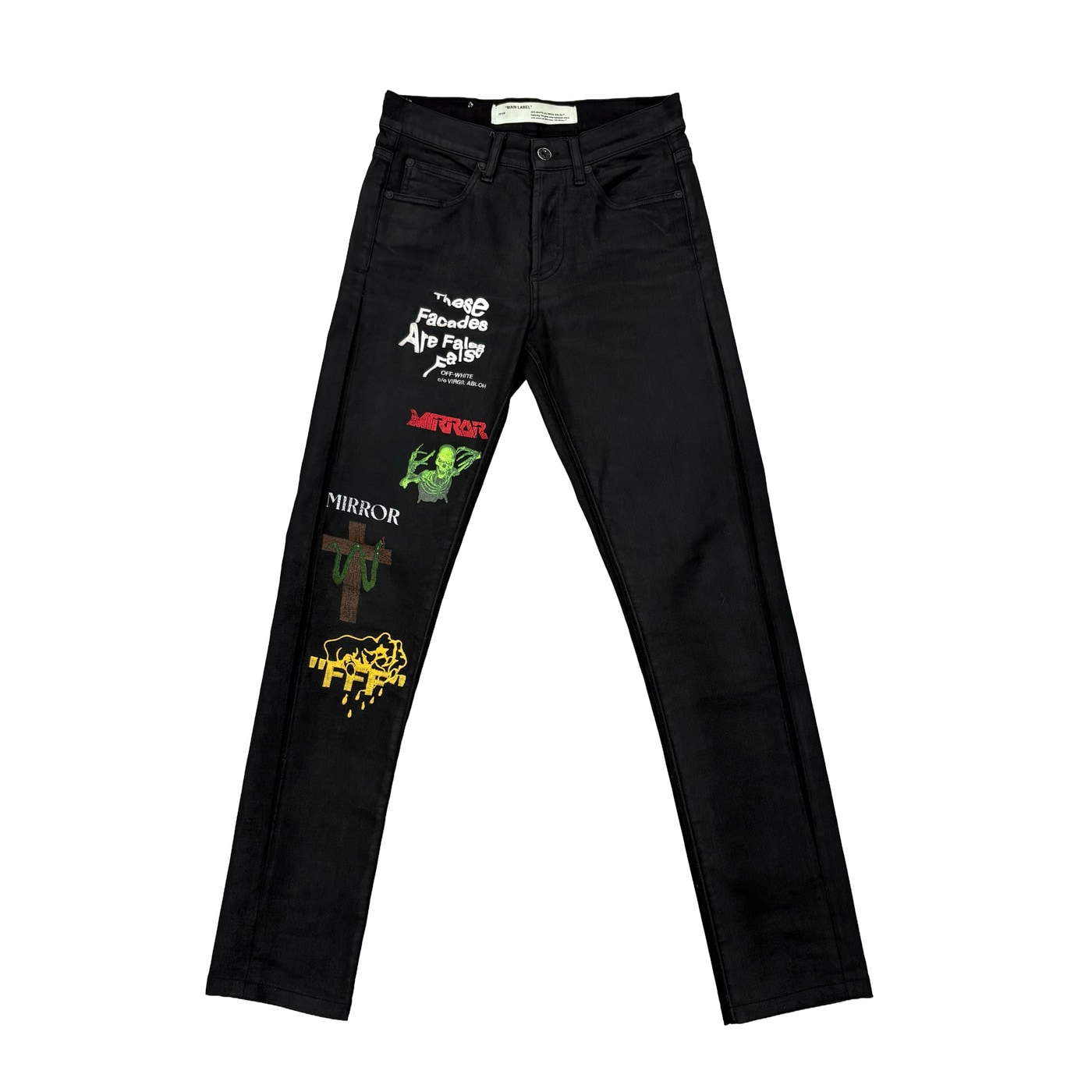 Off-White ミックスロック スリムデニム ブラック