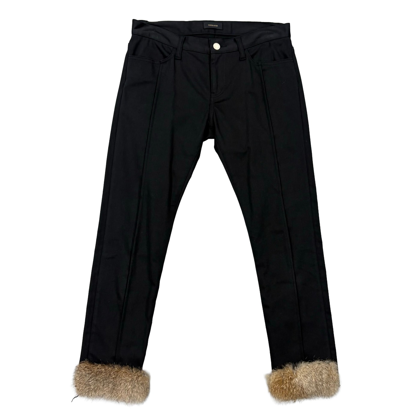 UNDERCOVER Faux Fur Trim Black Pants
