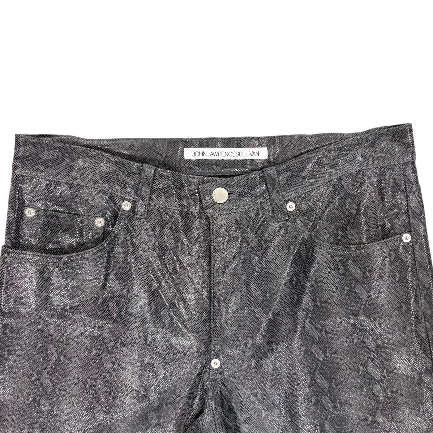 John Lawrence Sullivan Black Snakedskin Pants