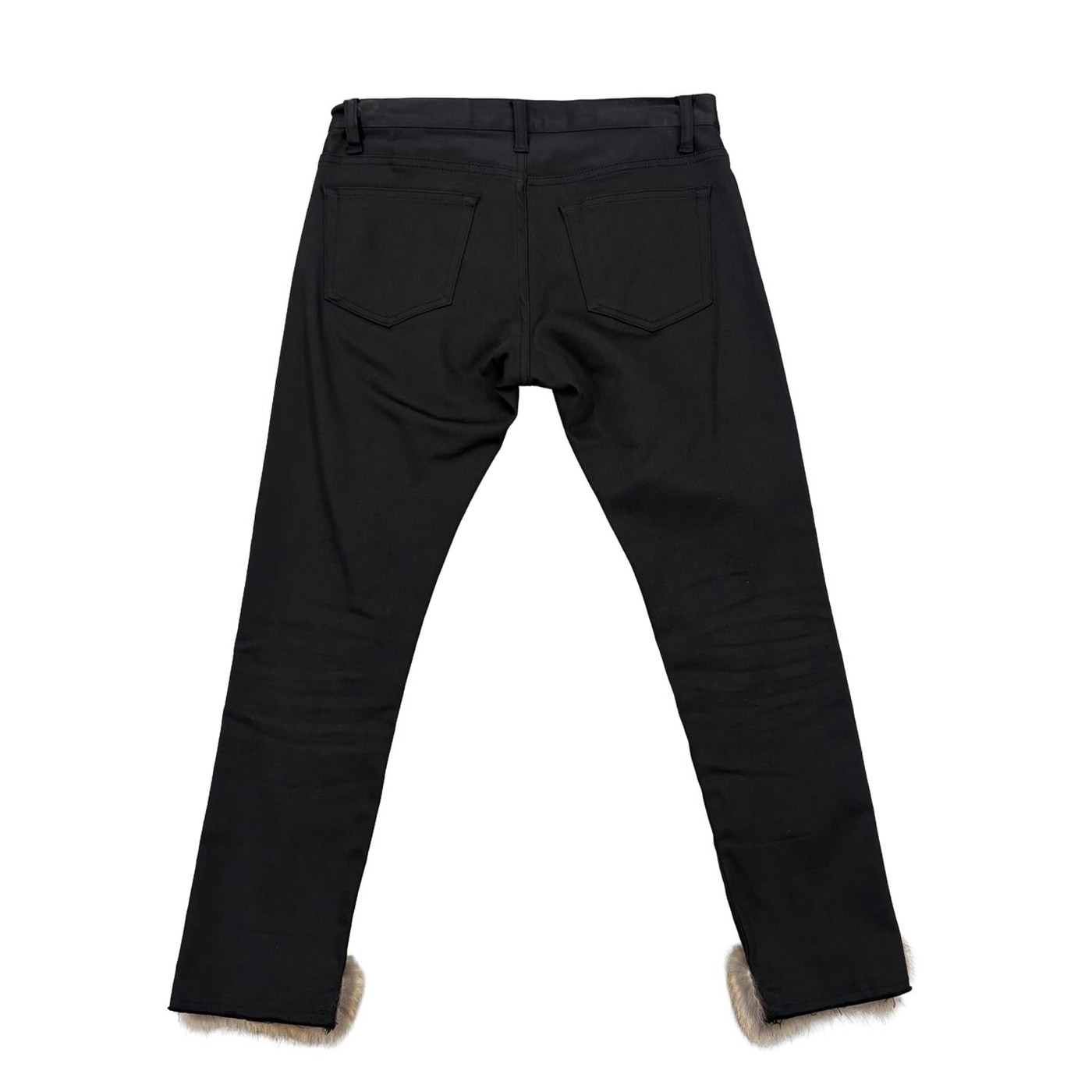 UNDERCOVER Faux Fur Trim Black Pants