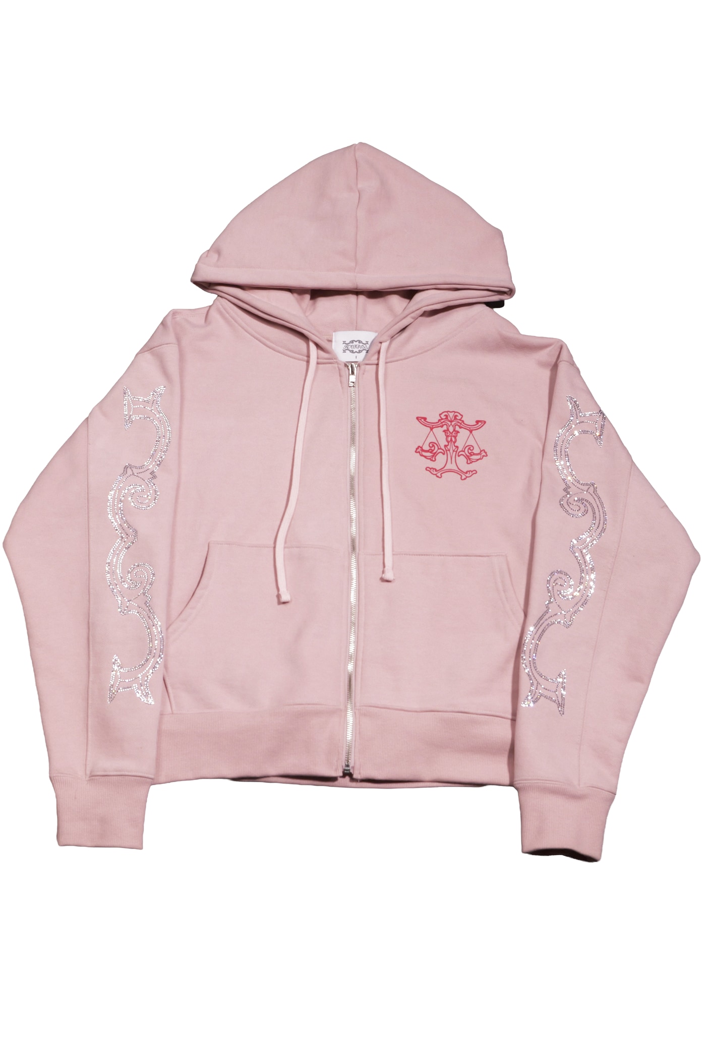 Crystal scale hooded zip-up (Beige Pink)