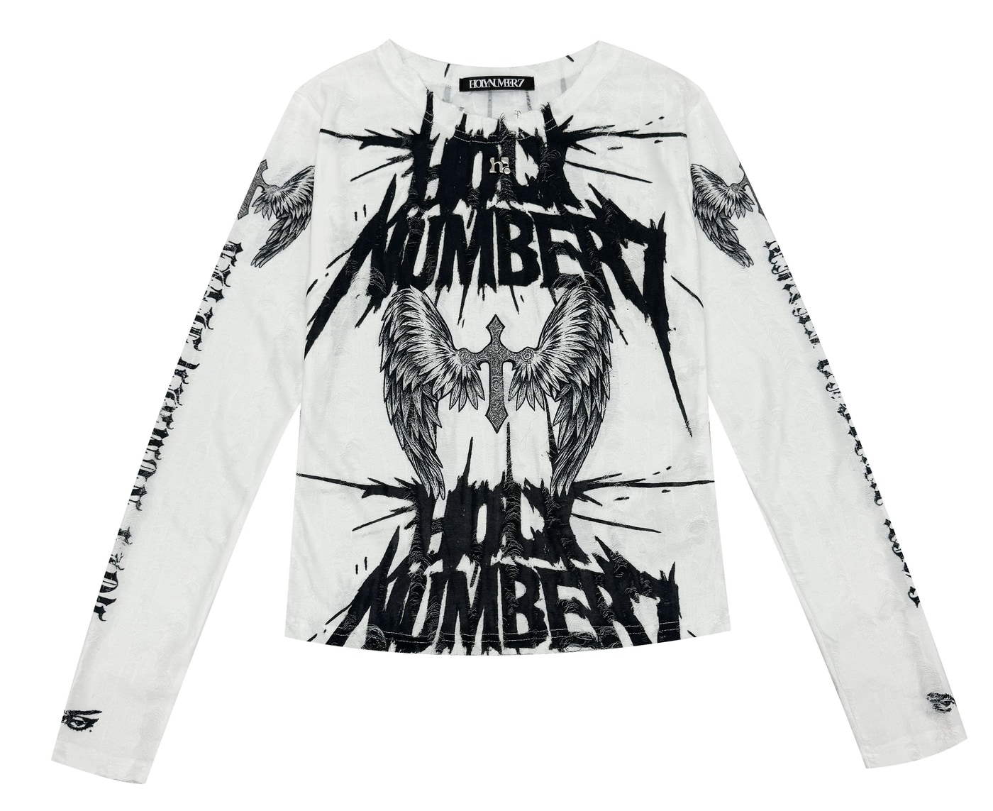Holy Cross Lettering Long Sleeve_White