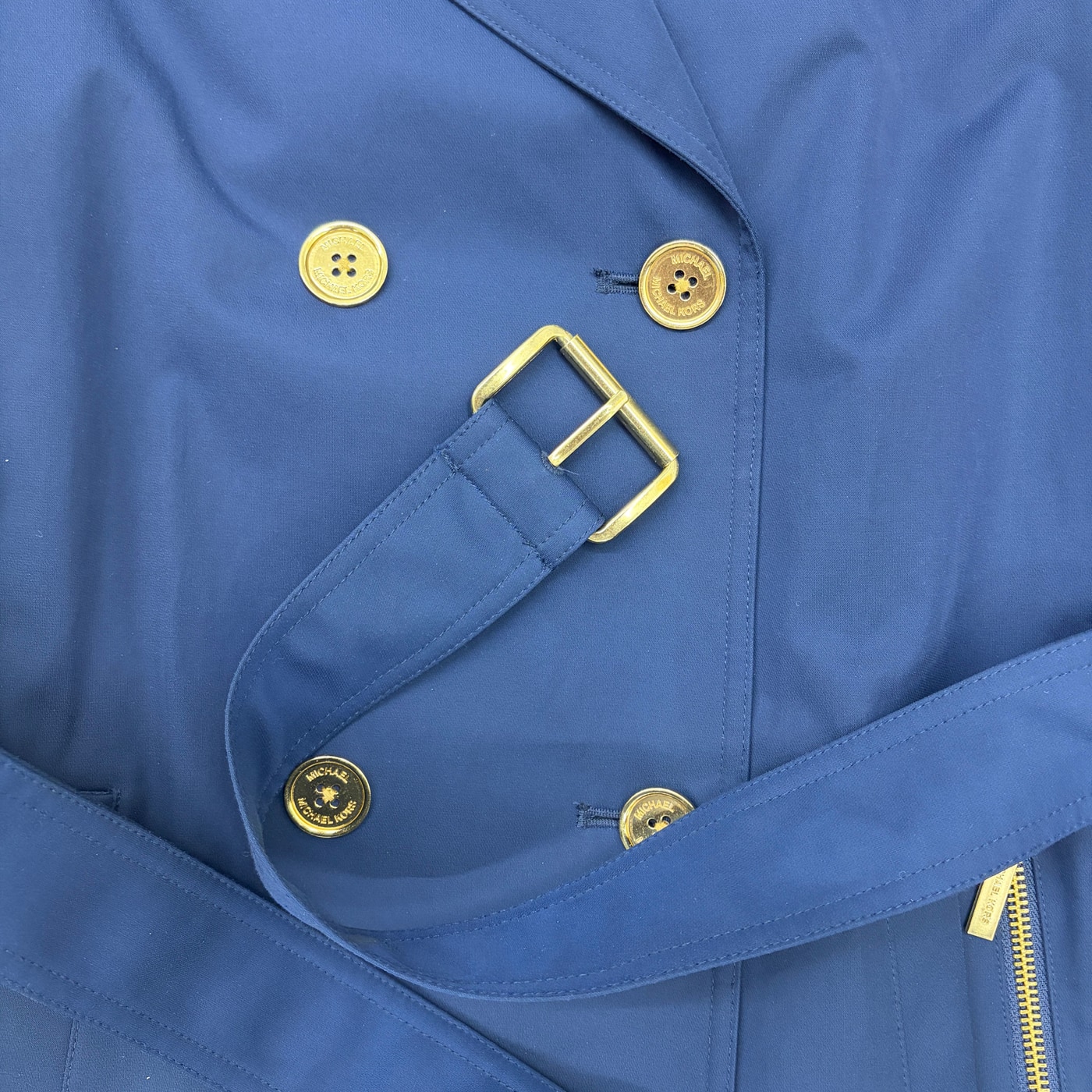 MICHAEL KORS Navy Double-Breasted Trench Coat