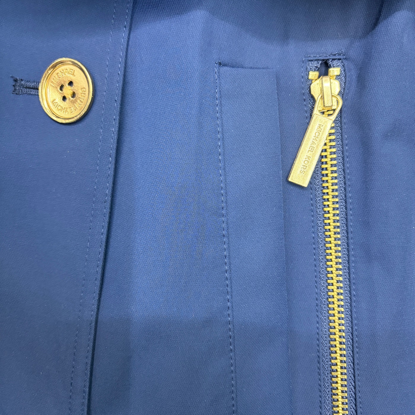 MICHAEL KORS Navy Double-Breasted Trench Coat