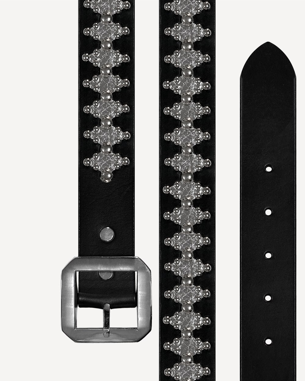 Diamond Scale Leather Belt [Silver]