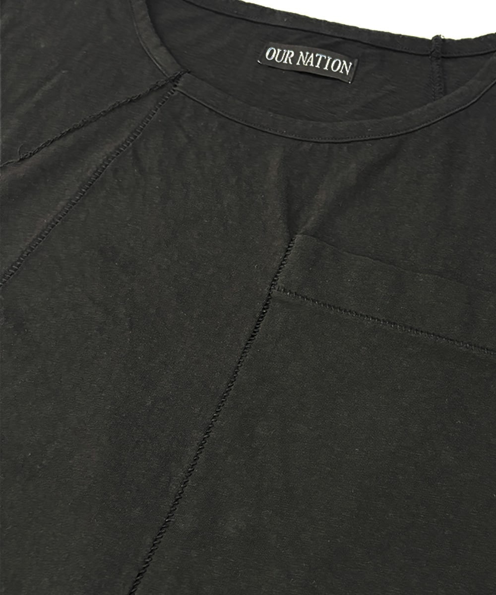 アシンメトリック Tシャツ_BK