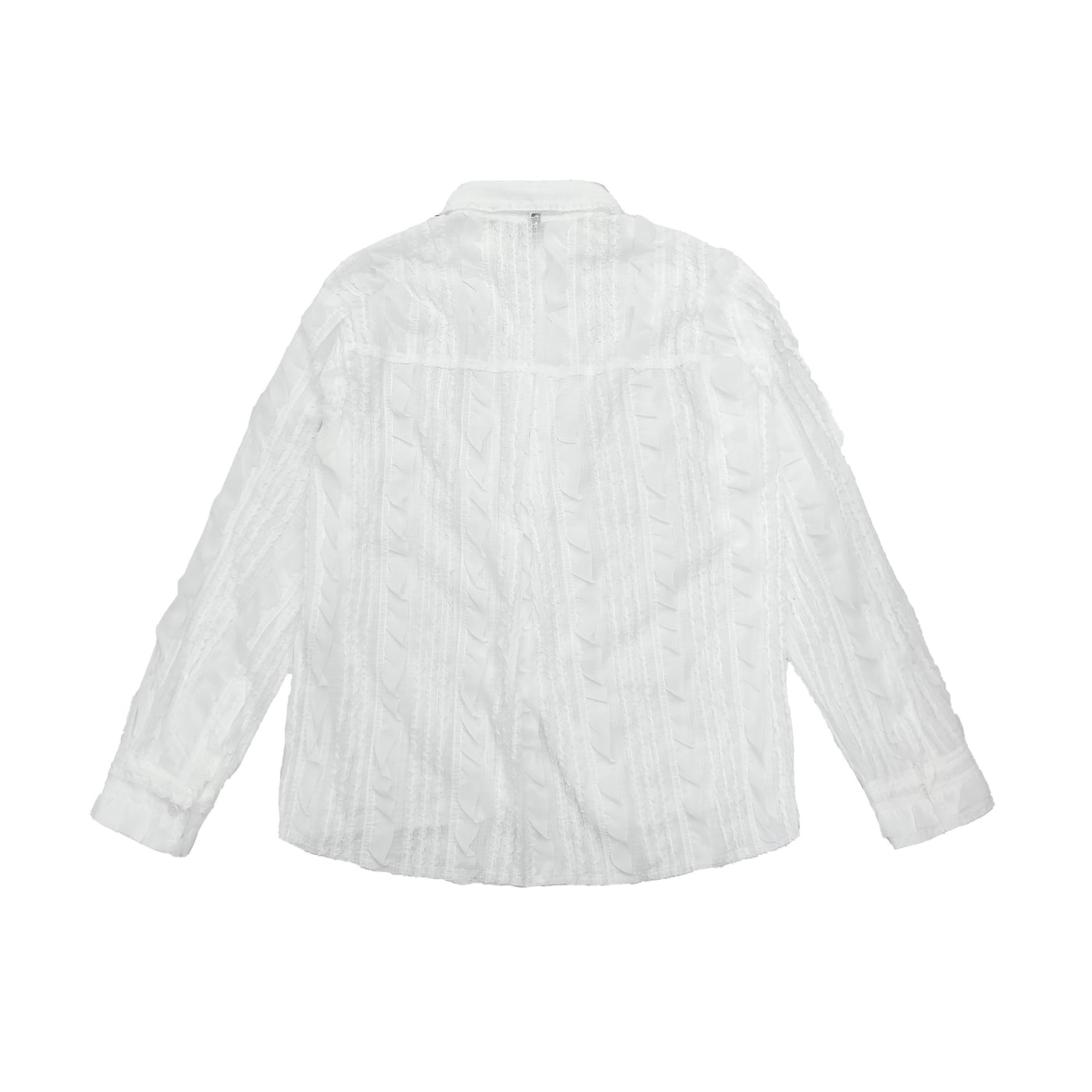 Raw Edge Detail Ruffle Shirt _ White