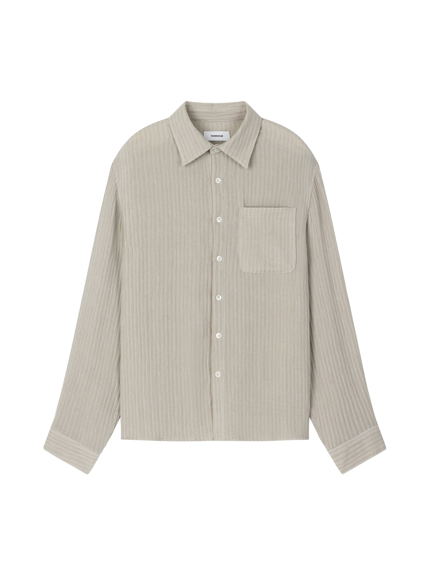 LINEN STRIPE SHIRT (SAND BEIGE)