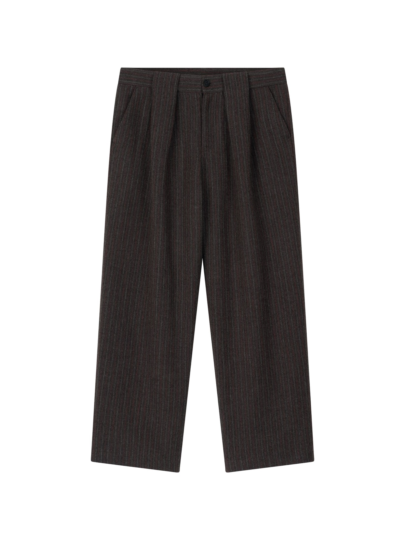 WOOL DOUBLE-TUCK TROUSERS (GRAY)