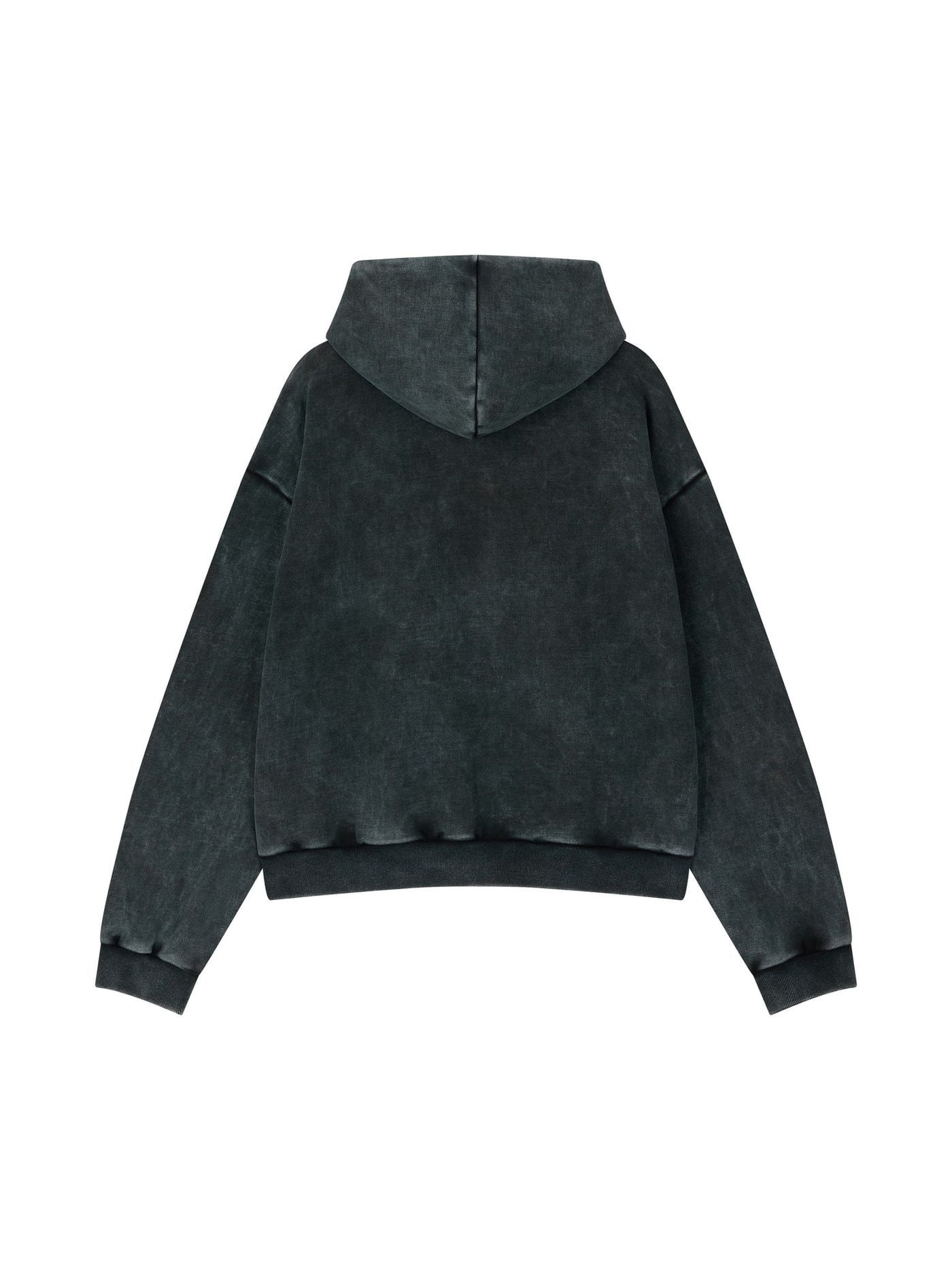 COTTON FADED WASHED FAKE SCARF HOODIE (BLACK)